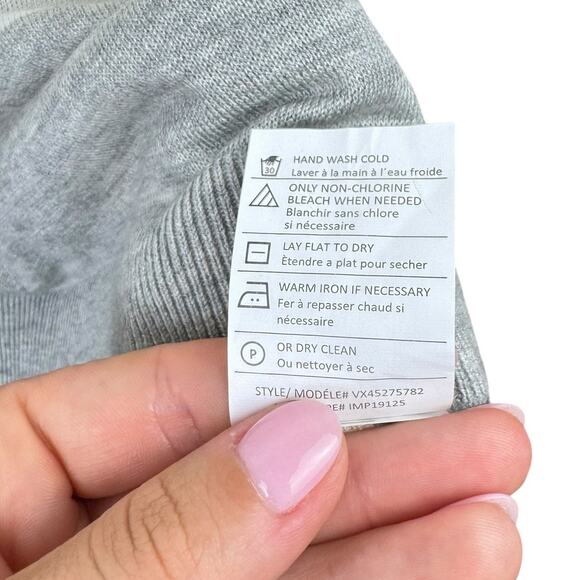 Vince Ivory White & Gray Colorblock Cashmere Blend Long Sleeve Knit Sweater - Picture 12 of 12